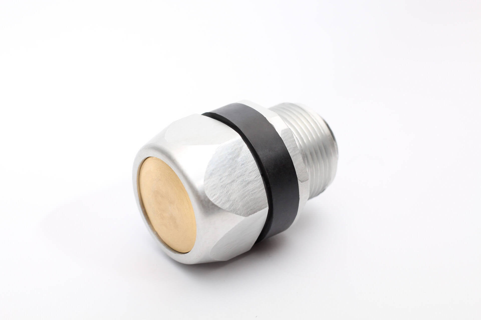 Machined aluminium air dryer adaptor with nitrile seal, manufactured by Pitchline for ManuMark